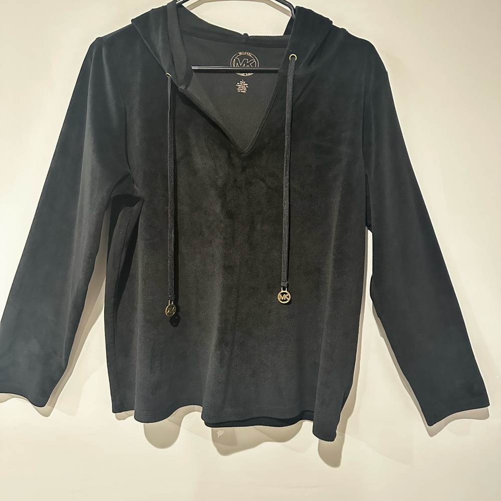 Michael Kors Women’s Black Velour Hoodie Size Large - Picture 2 of 5
